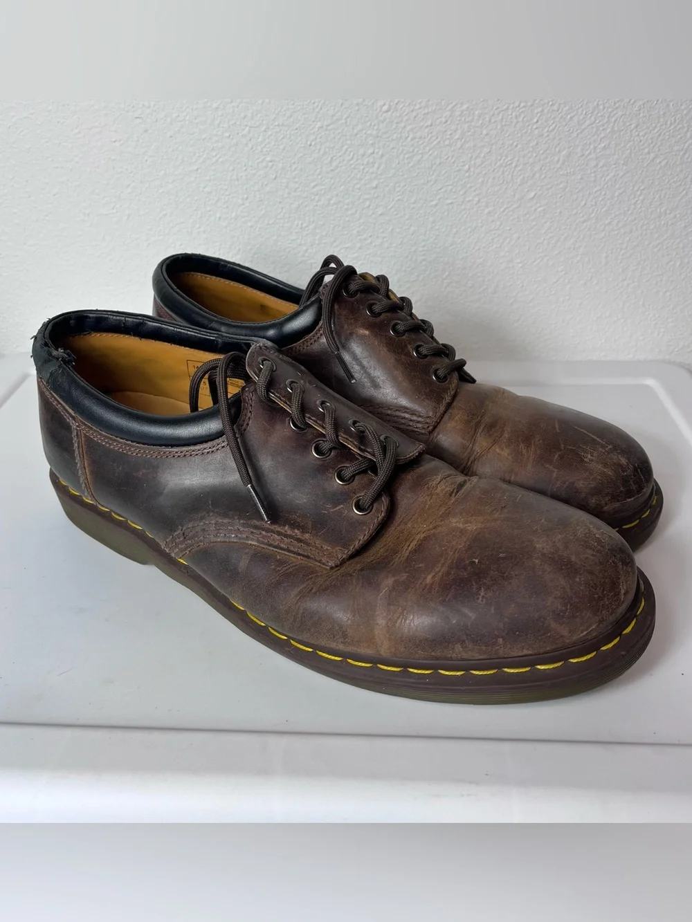 Dr. Martens Oxford Men's Dark Brown Leather Lace-Up Shoes Size 15